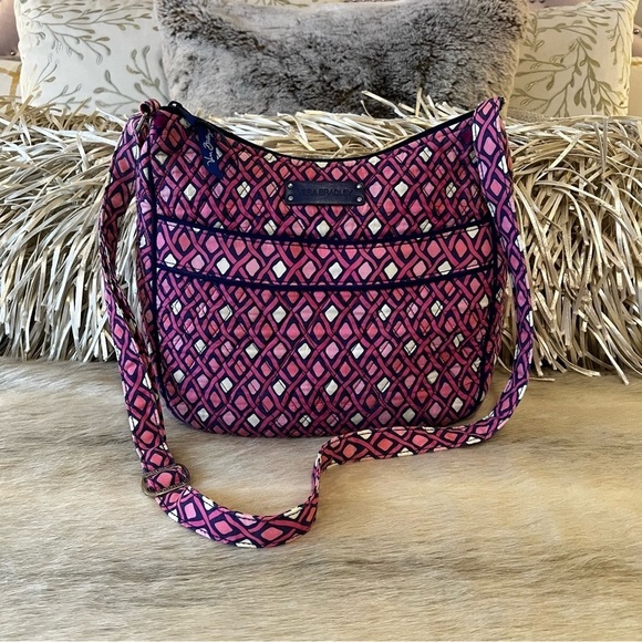 VERA BRADLEYKatalina Pink Diamonds Carryall Crossbody Handbag Purple 2012 Y2K - Picture 1 of 15